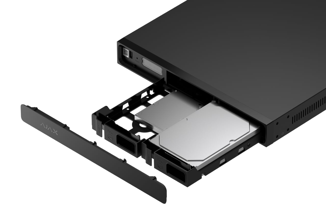 Ajax NVR H2D removable hard-drive trays for hot-swappable video storage