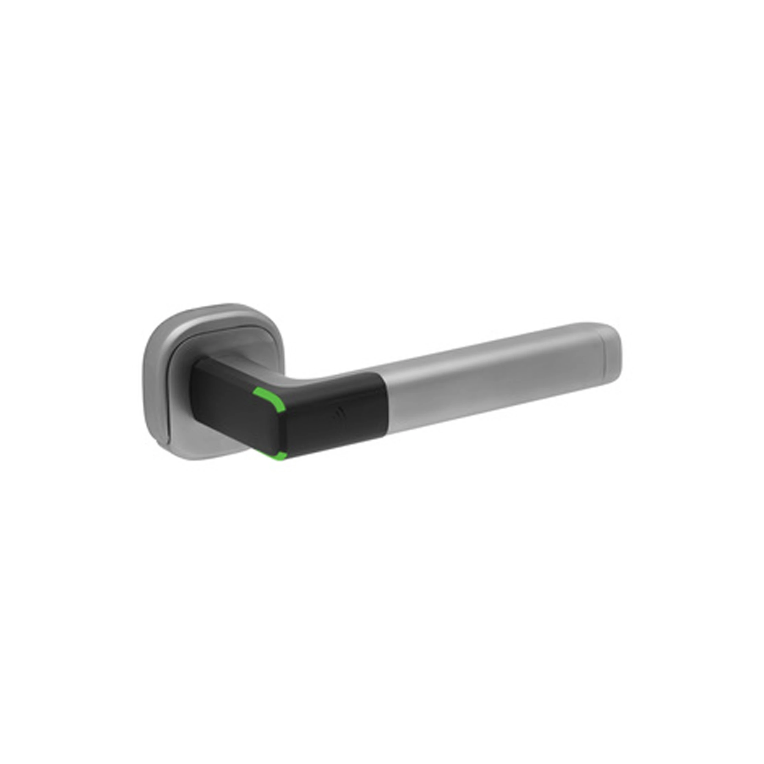 ASSA ABLOY Aperio H100 wireless electronic door handle with integrated credential reader.